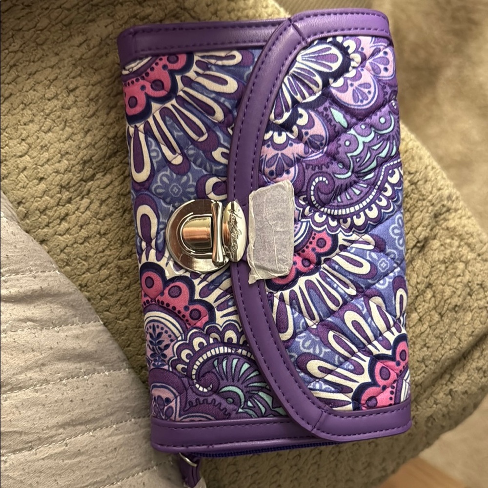 Vera Bradley Purple and Pink Wallet with Intricate Patterns
